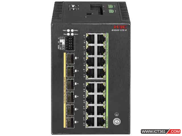 华三H3C IE4500-22S-G工业交换机 LS-IE4500-22S-G H3C IE4500-22S-G L3工业以太网交换机主机,支持16个10/100/1000BASE-T电口,6个100M/1G/10GBASE-X SFP Plus端口,1个RS485端口,24-48VDC(18-60vdc)直流冗余电源